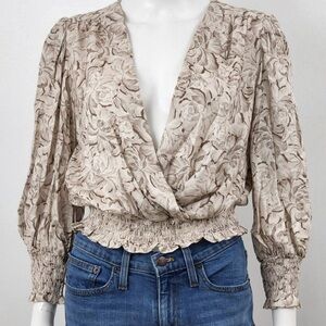 Amanda Uprichard Floral Printed Wrap Blouse - Size Small